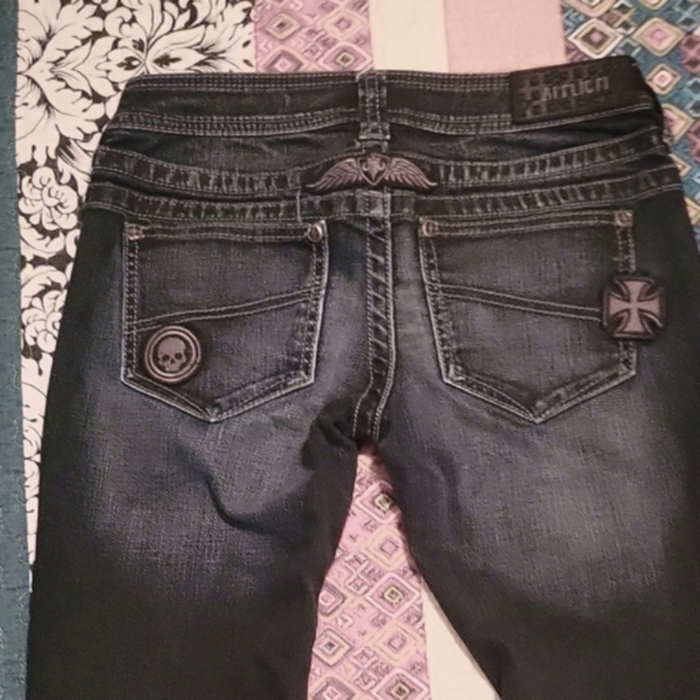 Affliction Raquel Black Premium Straight Denim 27, 31 Inch Inseam